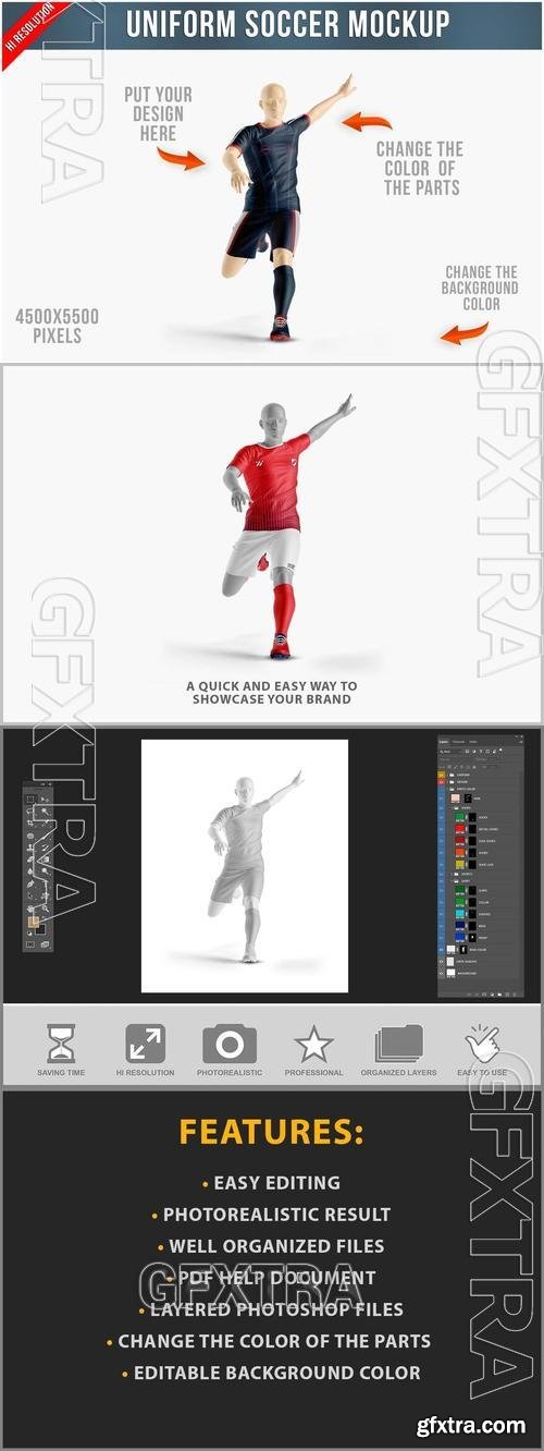 Uniform Soccer Shooting Mockup - Half Side PF83S46