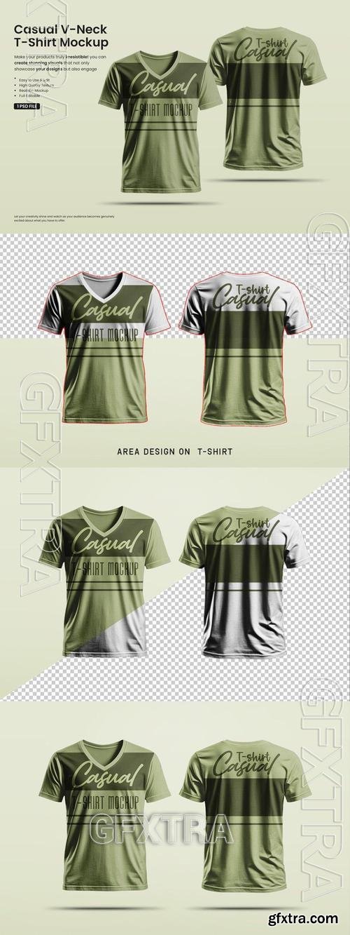 Casual V Neck T-Shirt Mockup RVXTKR5