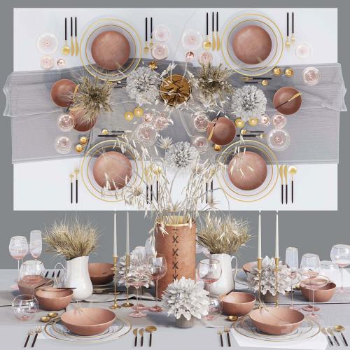 Table setting with dried flowers