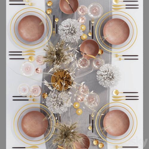 Table setting with dried flowers