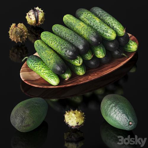 Cucumbers, chestnuts and avocados