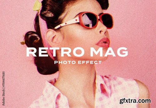 Retro Magazine Risograph Halftone Photo Effect Paper Texture Template Mockup Overlay Style 704677681