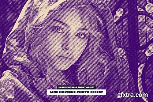 Line Haltone Photo Effect 38BQ6PL