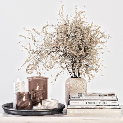 Decorative Set 14 - Candles and Branches in Concrete Vase