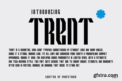 Trent - Geometric Condensed Sans Typeface E334GPU