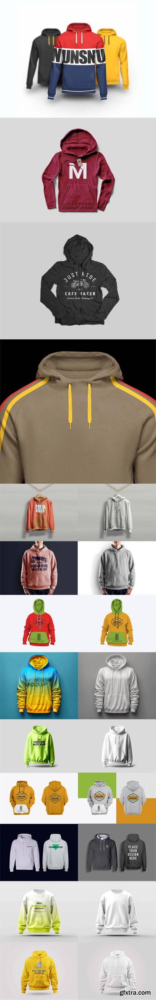 Realistic Hoodie Sweatshirt Collection - 10 PSD Mockup Templates