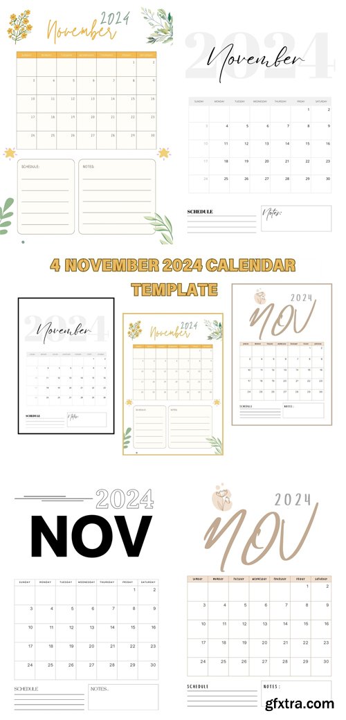 4 November 2024 Printable A4 Calendar Templates