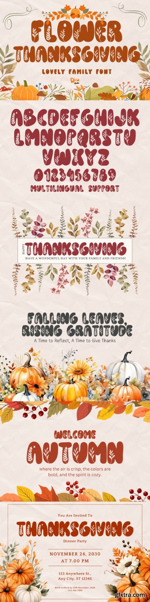 Flower Thanksgiving Font