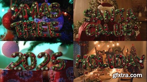 Videohive Christmas 3D Fir Tree Typography Letters Pack 55315531