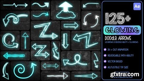 Videohive 125+ Glowing Doodle Arrows Pack 55315440