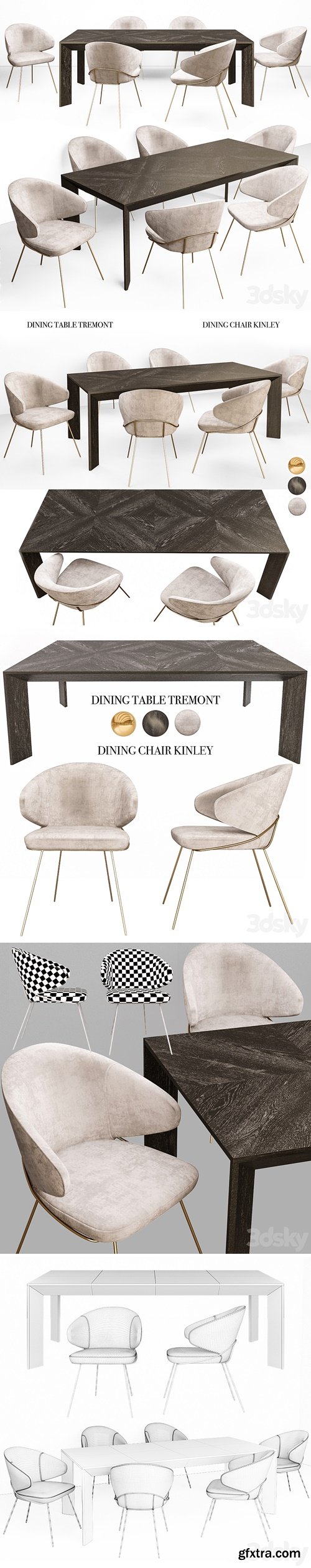 Eichholtz Tremont Table and Kinley Chair Set