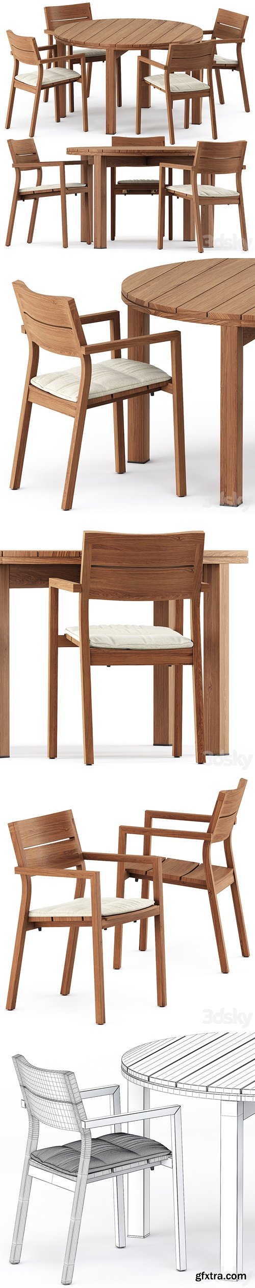 KOS armchair, Table Kos Teak by Tribu