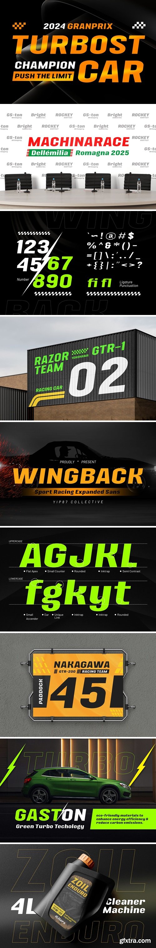 Wingback - Modern Racing Sport Game Bold Logo Font