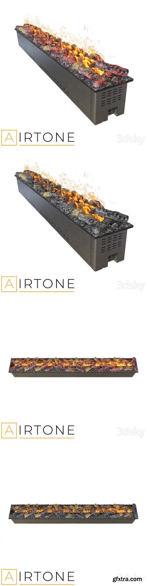 Steam Electric Fireplace AIRTONE premium VEPO series with imitation of firewood 2000