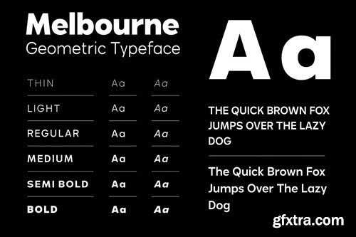 Melbourne - Geometric Family Font LFGXMD2