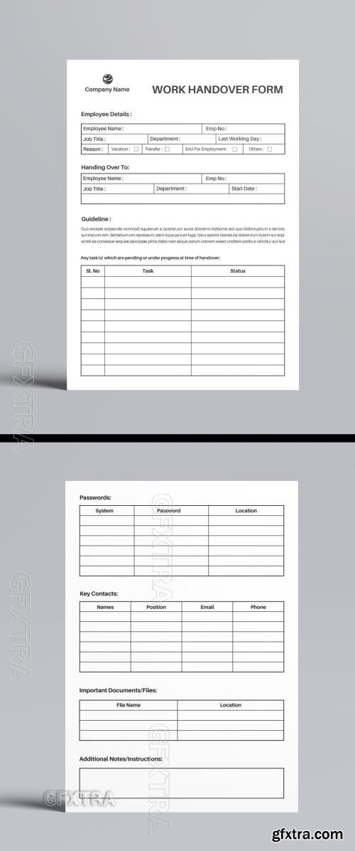 Work Handover Form Template 781491492