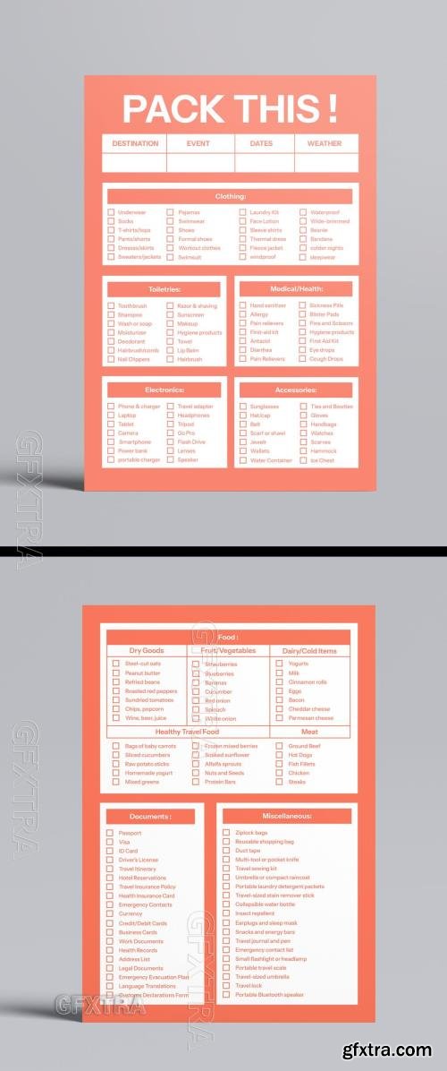 Travel Packing Checklist Template 781491394