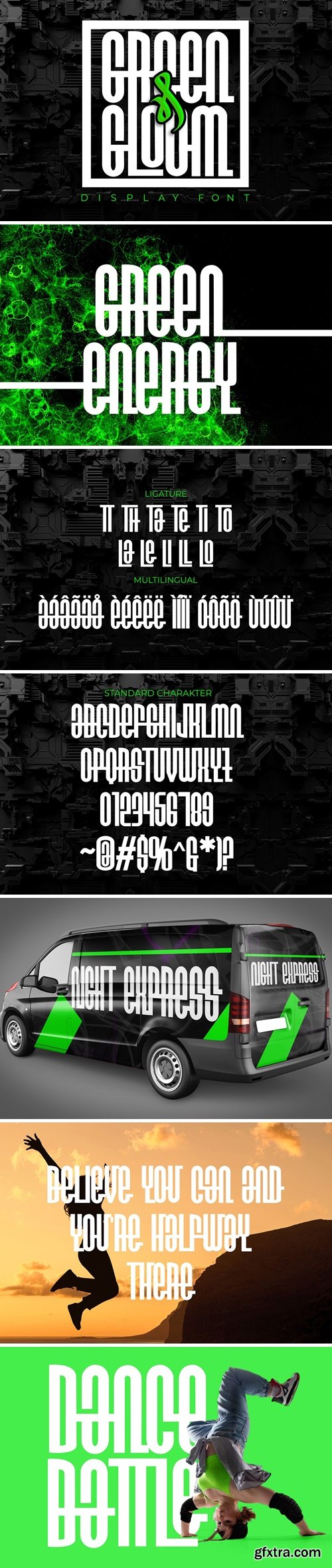 Green and Gloom - Geometric Display Font