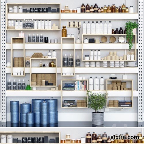 Large cosmetics rack. Beauty salon