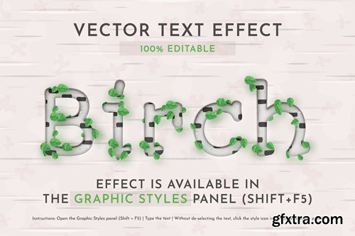 Birch Editable Text Effect, Graphic Style SABNPNE