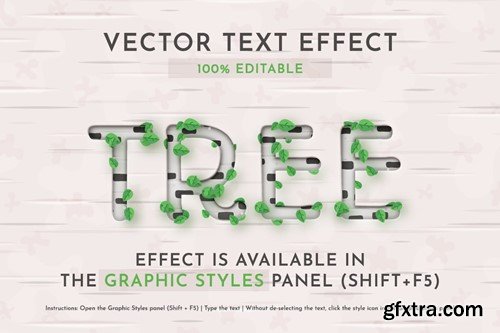 Birch Editable Text Effect, Graphic Style SABNPNE