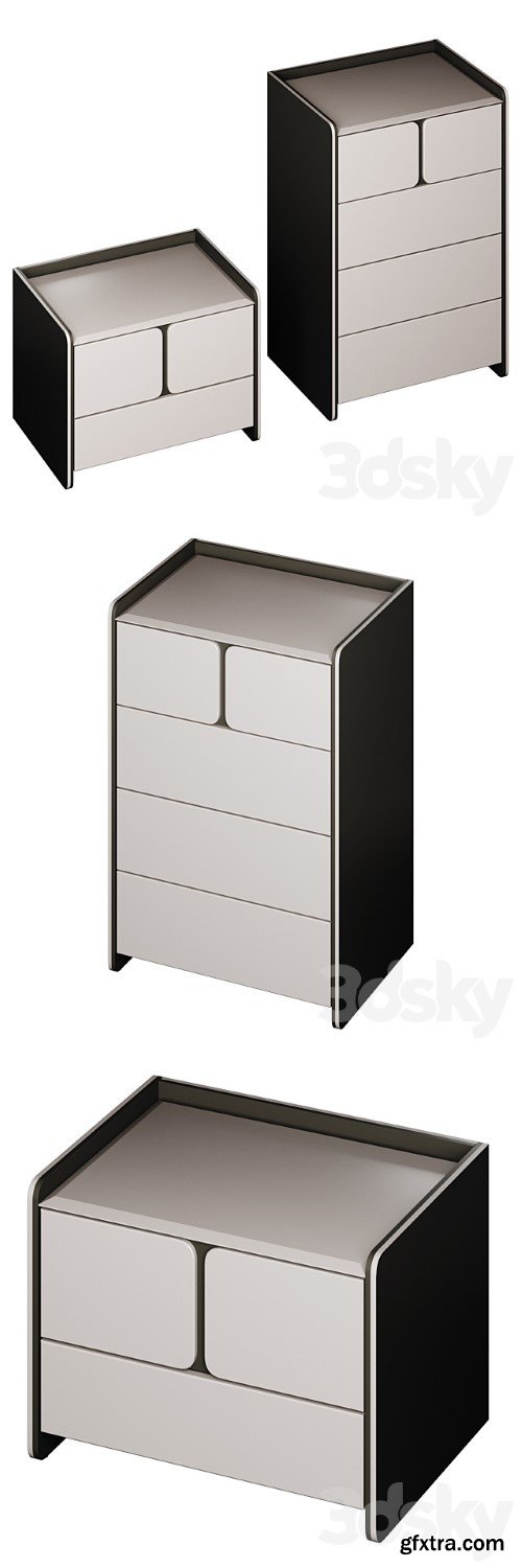 Chest of Drawers and Bedside Table Milan