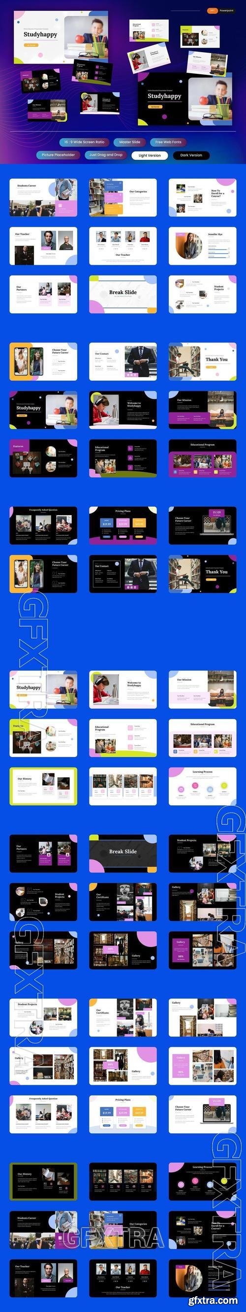 Studyhappy - Online Education PowerPoint Template YXT52FB