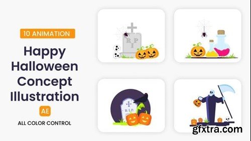 Videohive Happy Halloween Concept Illustration Scene 54852949