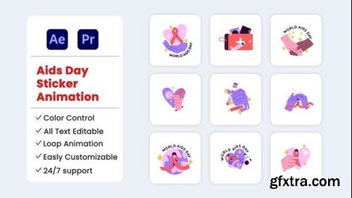 Videohive AIDS Day Stickers 55383566