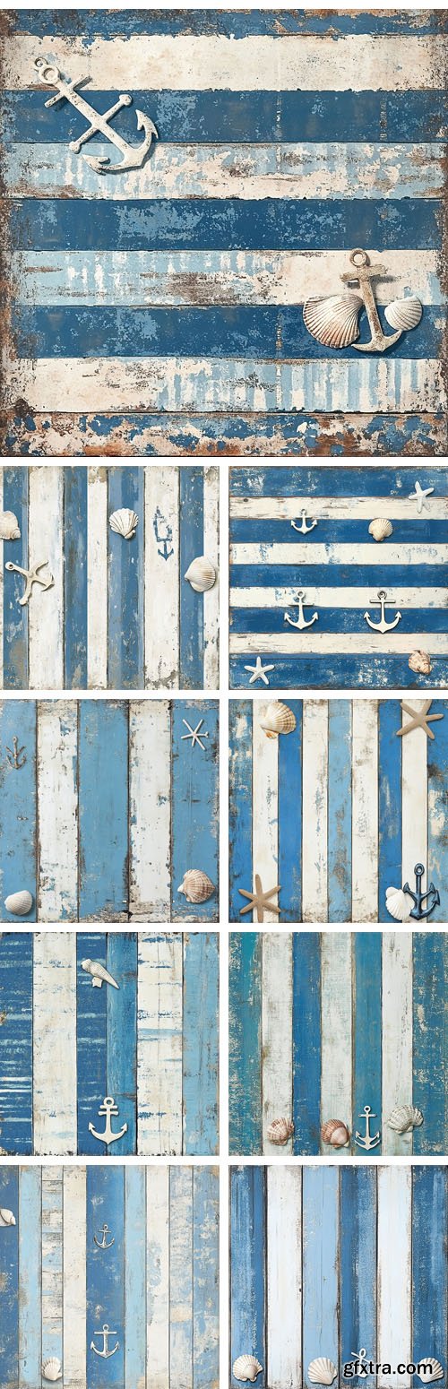 Weathered Nautical Stripes - 12 PNG Textures