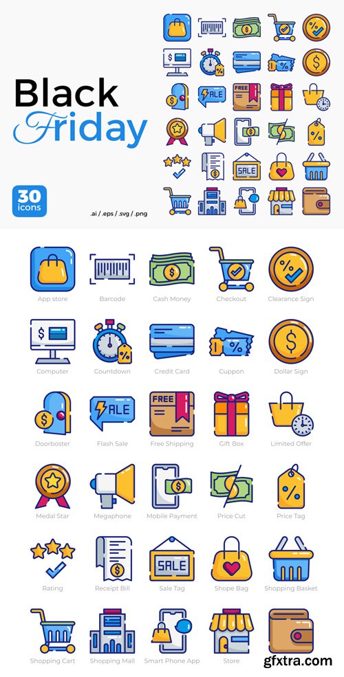 Black Friday Icon Pack - 30 Premium Vector Icons for Holiday Promotions