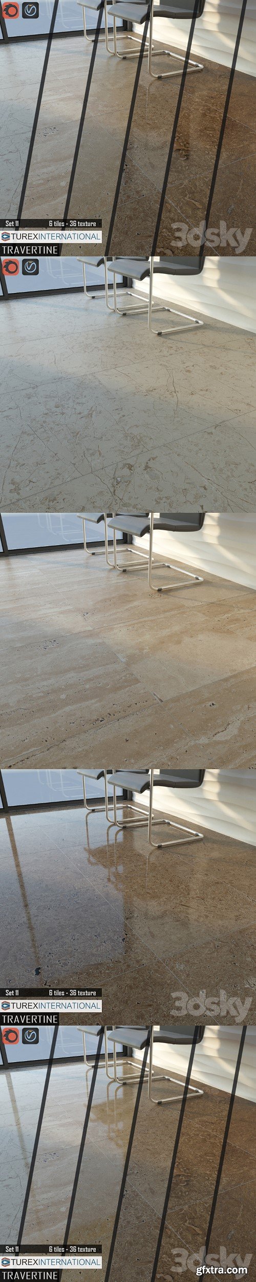 TUREX INTERNATIONAL Travertine Tiles Set 11