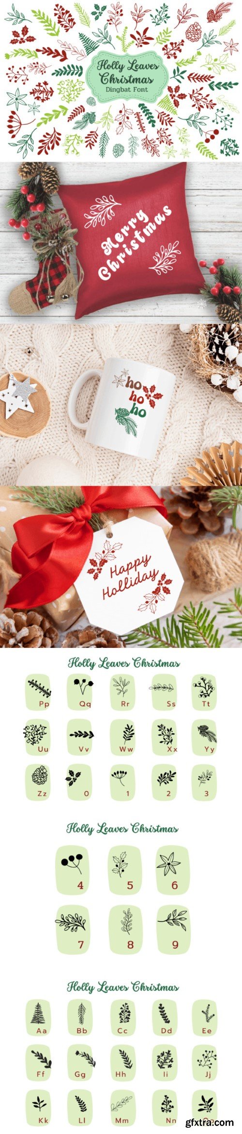 Holly Leaves Christmas Font