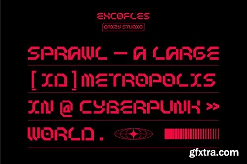 Excofles – Modern Mecha Display Font 6FGTL8H