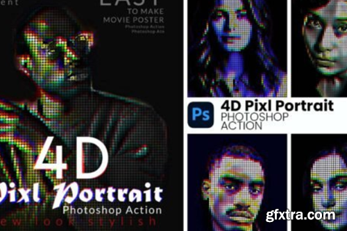 4D Pixel Portrait Photoshop Action