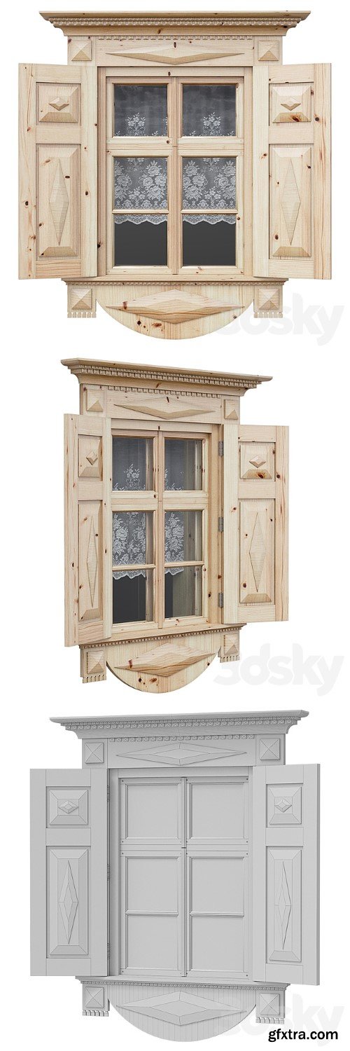 wooden Window with Shutters and Architraves