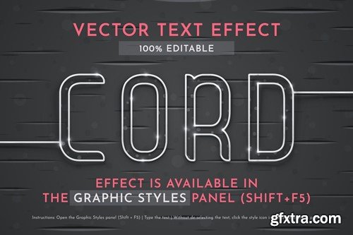 White Cord Editable Text Effect, Graphic Style XSJLXEY