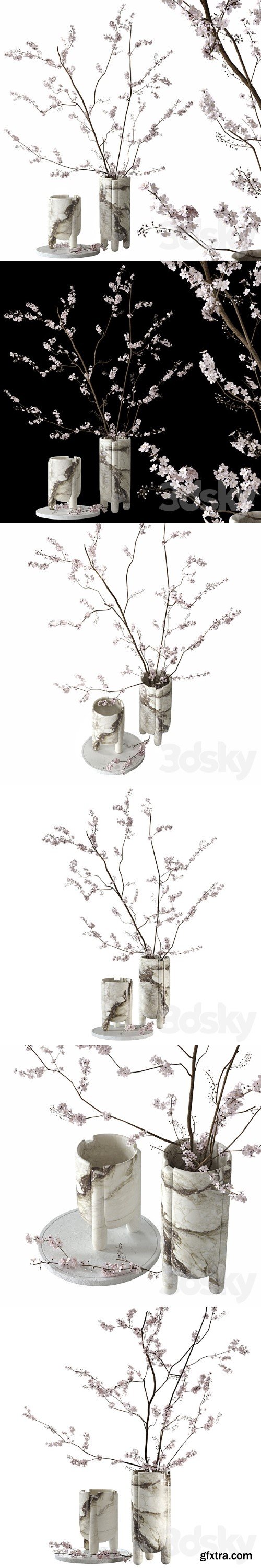 Decorative Set with Blossoming Branches