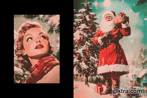 Vintage Christmas Postcard Photo Effect 78RDSME