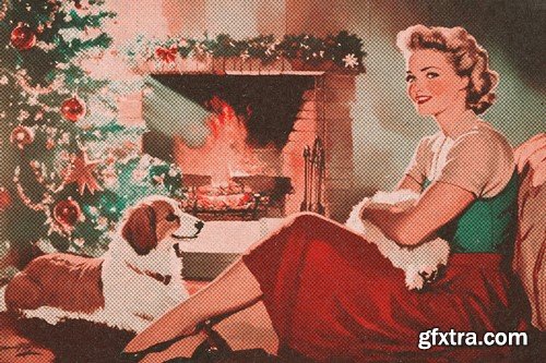 Vintage Christmas Postcard Photo Effect 78RDSME