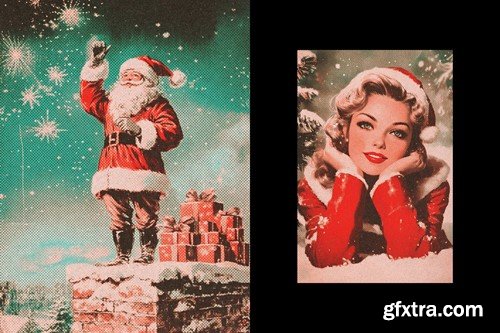 Vintage Christmas Postcard Photo Effect 78RDSME