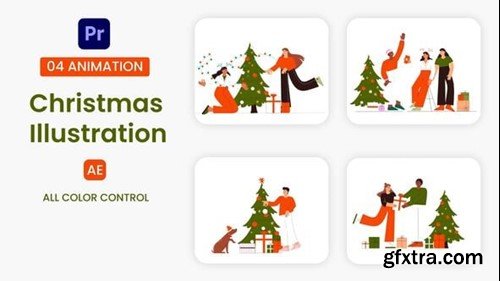 Videohive Merry Christmas & New Year Illustration scene 55634405