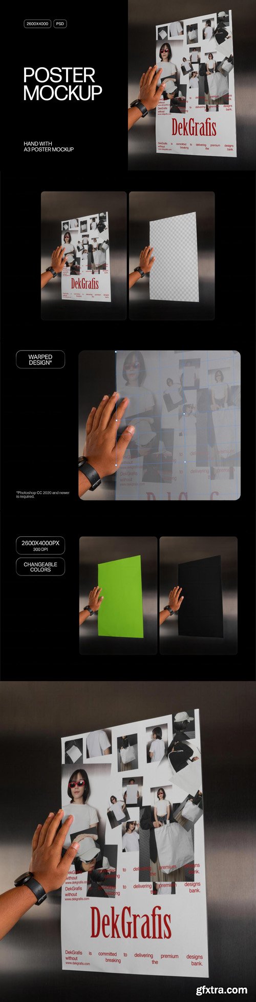 Hand With A3 Poster PSD Mockup Template