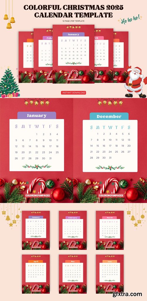 Colorful 2025 Calendar PDF Templates