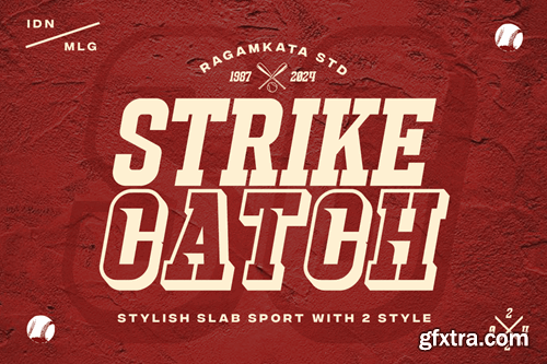 Strike Catch - 12 College Baseball Sport Font 3EU6SX9