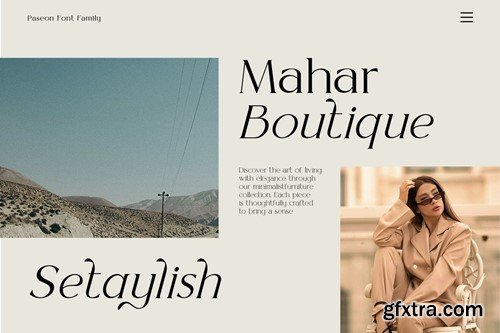 Paseon Simple & stylish serif font family U7Y83SM