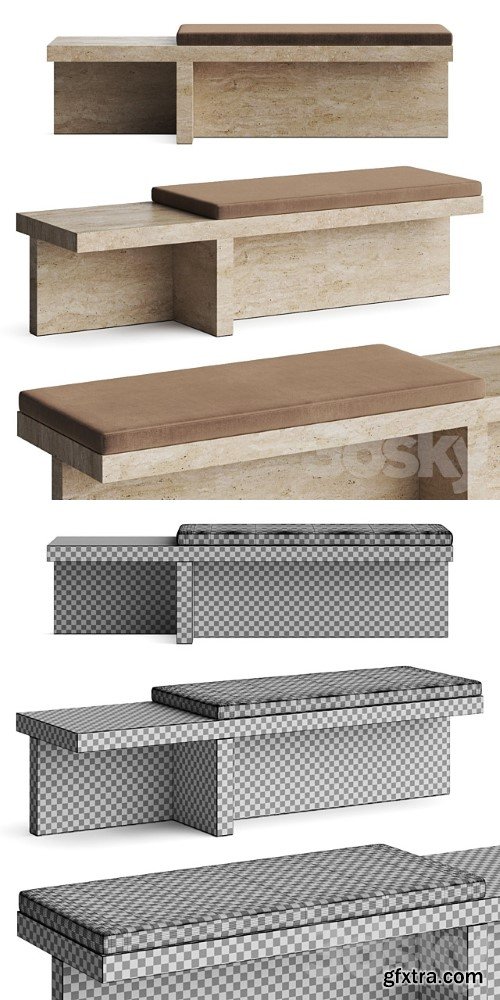 CB2 Pierre Travertine Bench