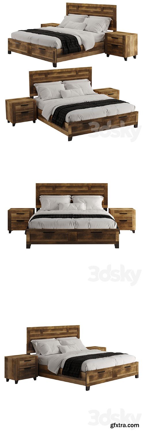 Morales Rustic Wood Bed