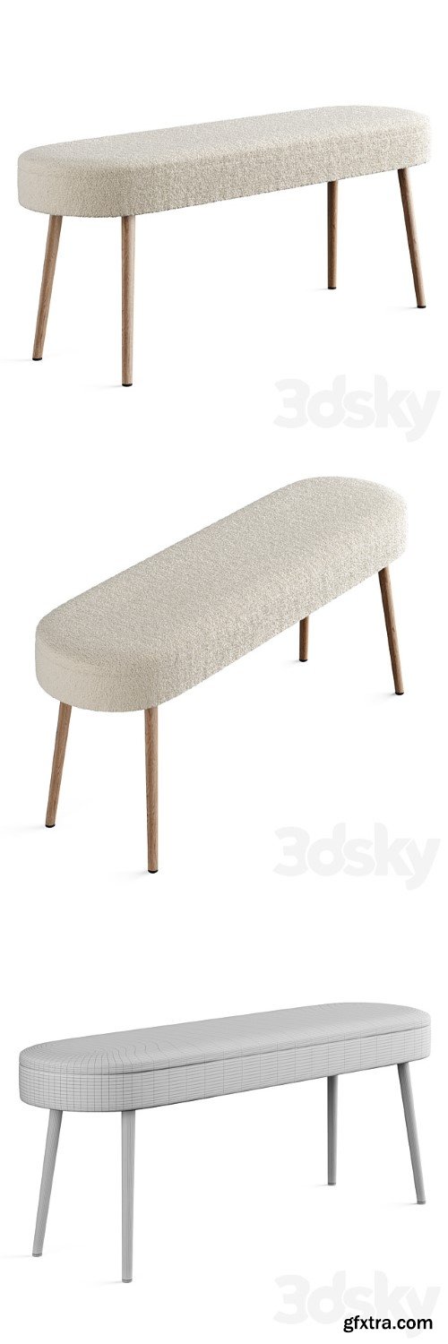 Bench in Solid Beech with Boucle