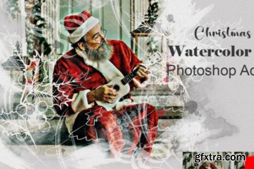 Christmas Watercolor Art Ps Action